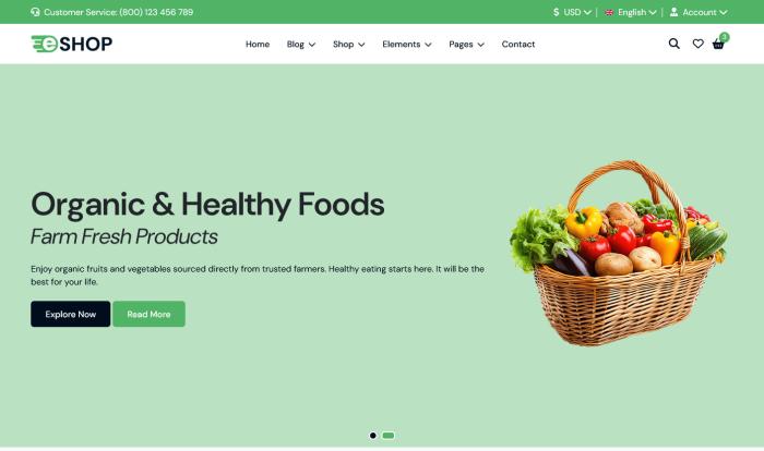 绿色有机健康食品电商网站Wordpress模板截图