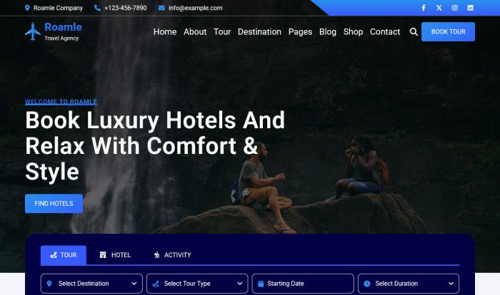 深蓝旅游服务网站WordPress模板截图