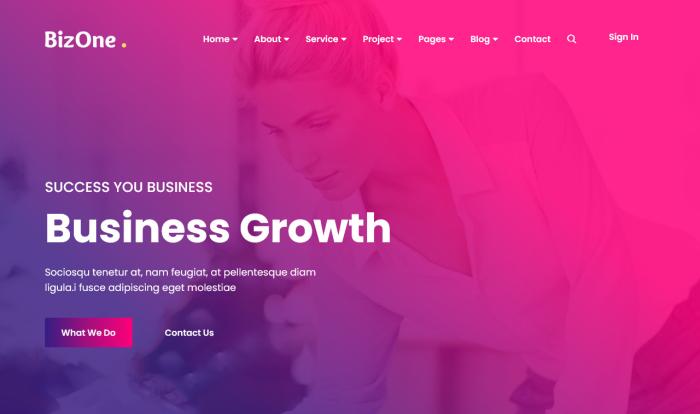 紫粉企业商业服务网站Wordpress模板截图