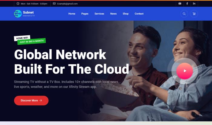 互联网与电视服务综合网站Wordpress模板截图