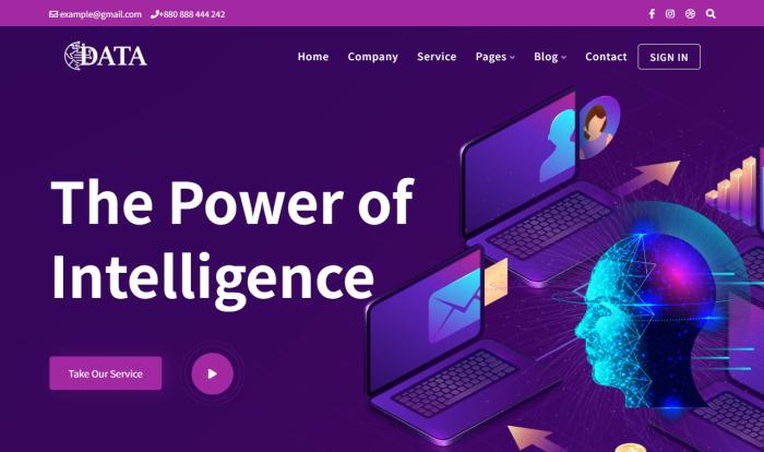 紫色AI网络科技安全服务企业网站Wordpress模板截图