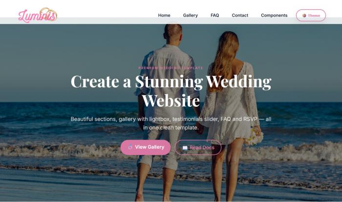 现代浪漫婚礼网站Wordpress模板截图