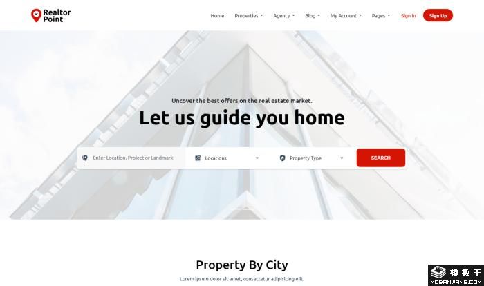 简约房产代理市场交易平台网站Wordpress模板截图